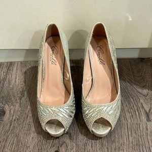 Sparkly Open Toe Heels